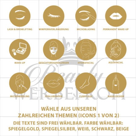Fensteraufkleber / Icons / Schaufensterbeschriftung / Leistungen / gold & silber – Bild 2