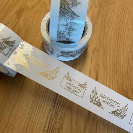 Klebeband / Paketband / mit Logo bedruckt / PVC / gold - silber / 36 Rollen – Bild 2