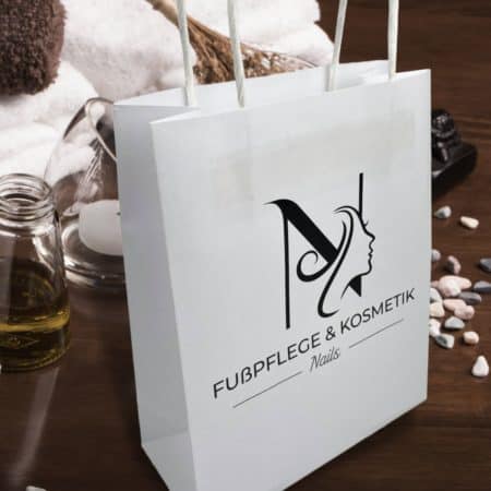 Individuelle Tragetasche / Papiertragetasche / Papiertüte / Tüte weiß mit Logo bedruckt – Bild 2