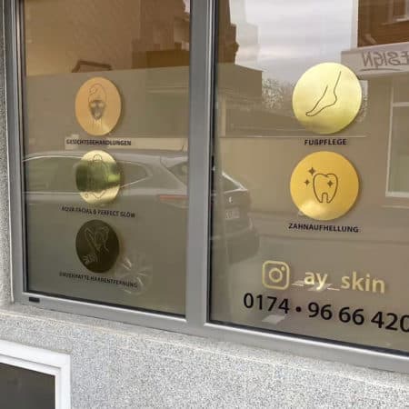 Fensteraufkleber / Icons / Schaufensterbeschriftung / Leistungen / gold & silber – Bild 12