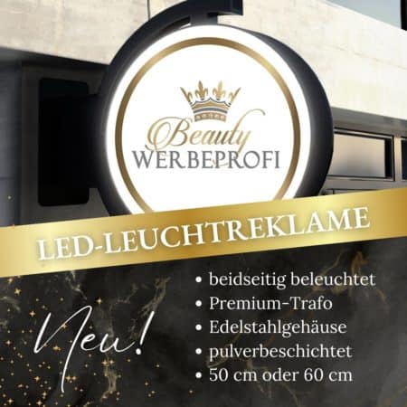 Luxus LED-Leuchtreklame / Nasenschild 2-seitig, hochwertig, anschlussfertig,  50 oder 60cm – Bild 3