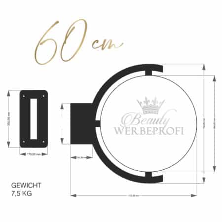 Luxus LED-Leuchtreklame / Nasenschild 2-seitig, hochwertig, anschlussfertig,  50 oder 60cm – Bild 7