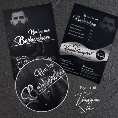 Exklusiver Flyer mit flüssigem Gold oder flüssigem Silber / Lack-Veredelung – Bild 8