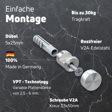 Klemmbefestigung / Schilderhalter aus V2A Edelstahl - 4er Set – Bild 3
