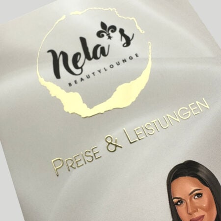 Exklusiver 4-seitiger Flyer / Faltblatt mit flüssigem Gold oder  Silber – Bild 13