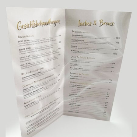 Exklusiver 4-seitiger Flyer / Faltblatt mit flüssigem Gold oder  Silber – Bild 15