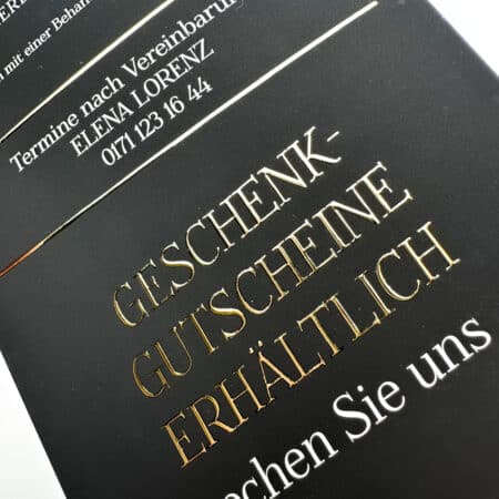 Exklusiver 4-seitiger Flyer / Faltblatt mit flüssigem Gold oder  Silber – Bild 22