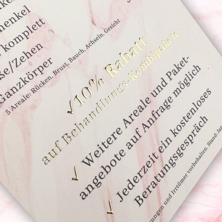 Exklusiver 4-seitiger Flyer / Faltblatt mit flüssigem Gold oder  Silber – Bild 11