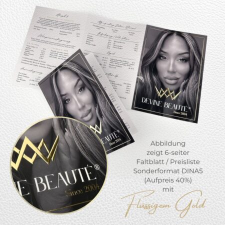 Exklusiver 6-seitiger Flyer / Faltblatt mit flüssigem Gold oder  Silber – Bild 11