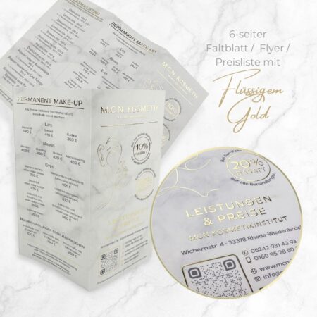 Exklusiver 6-seitiger Flyer / Faltblatt mit flüssigem Gold oder  Silber – Bild 6