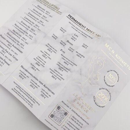 Exklusiver 6-seitiger Flyer / Faltblatt mit flüssigem Gold oder  Silber – Bild 14