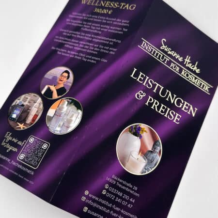 Exklusiver 4-seitiger Flyer / Faltblatt mit flüssigem Gold oder  Silber – Bild 12
