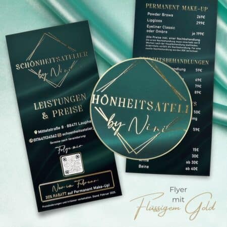 Exklusiver Flyer mit flüssigem Gold oder flüssigem Silber / Lack-Veredelung – Bild 2