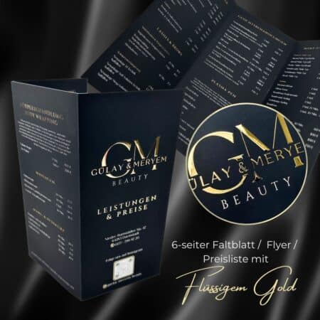 Exklusiver 6-seitiger Flyer / Faltblatt mit flüssigem Gold oder  Silber – Bild 2